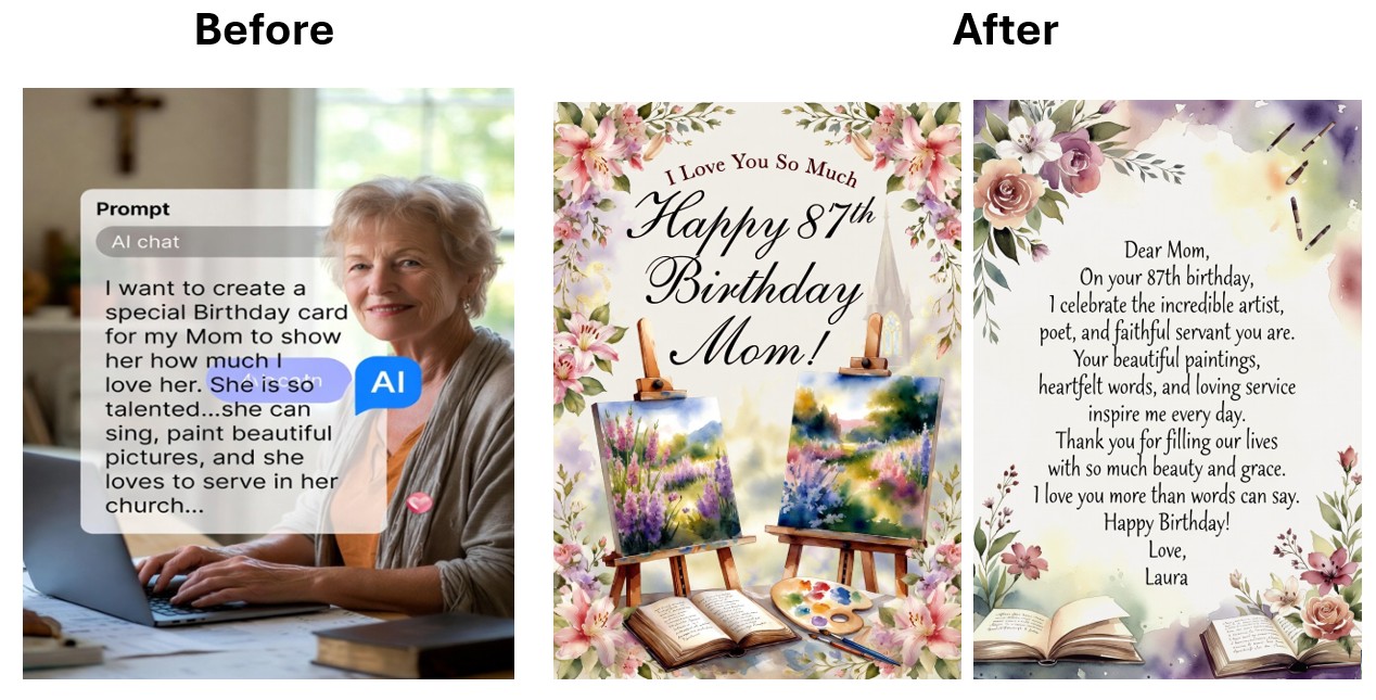 Before and after showing personal creativity and gift creation